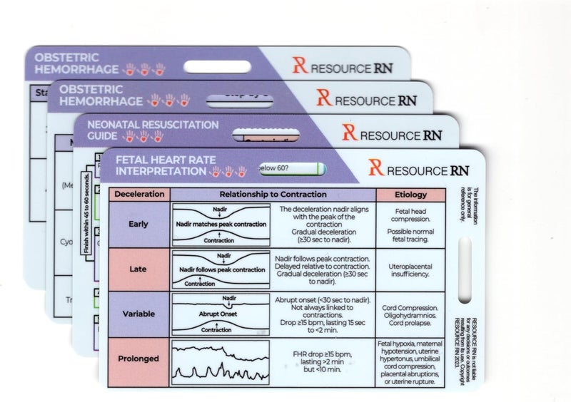 Resource RN Labor and Delivery Nurse Badge Buddy Reference Card Set – Labor and Delivery, Postpartum, Newborn Reference – Fetal Monitoring, APGAR, NRP, Hemorrhage, and Newborn Assessment - Image 1